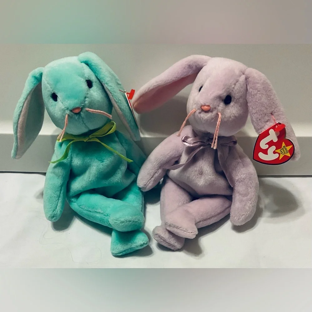 Ty Hippity & Floppity rabbit beanie babies pair perfect for Easter